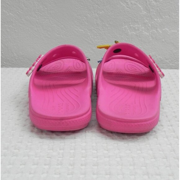 Pink Crocs Sandals With Fun Character Charms Size M5/W7 Lightweight Casual - Picture 4 of 11